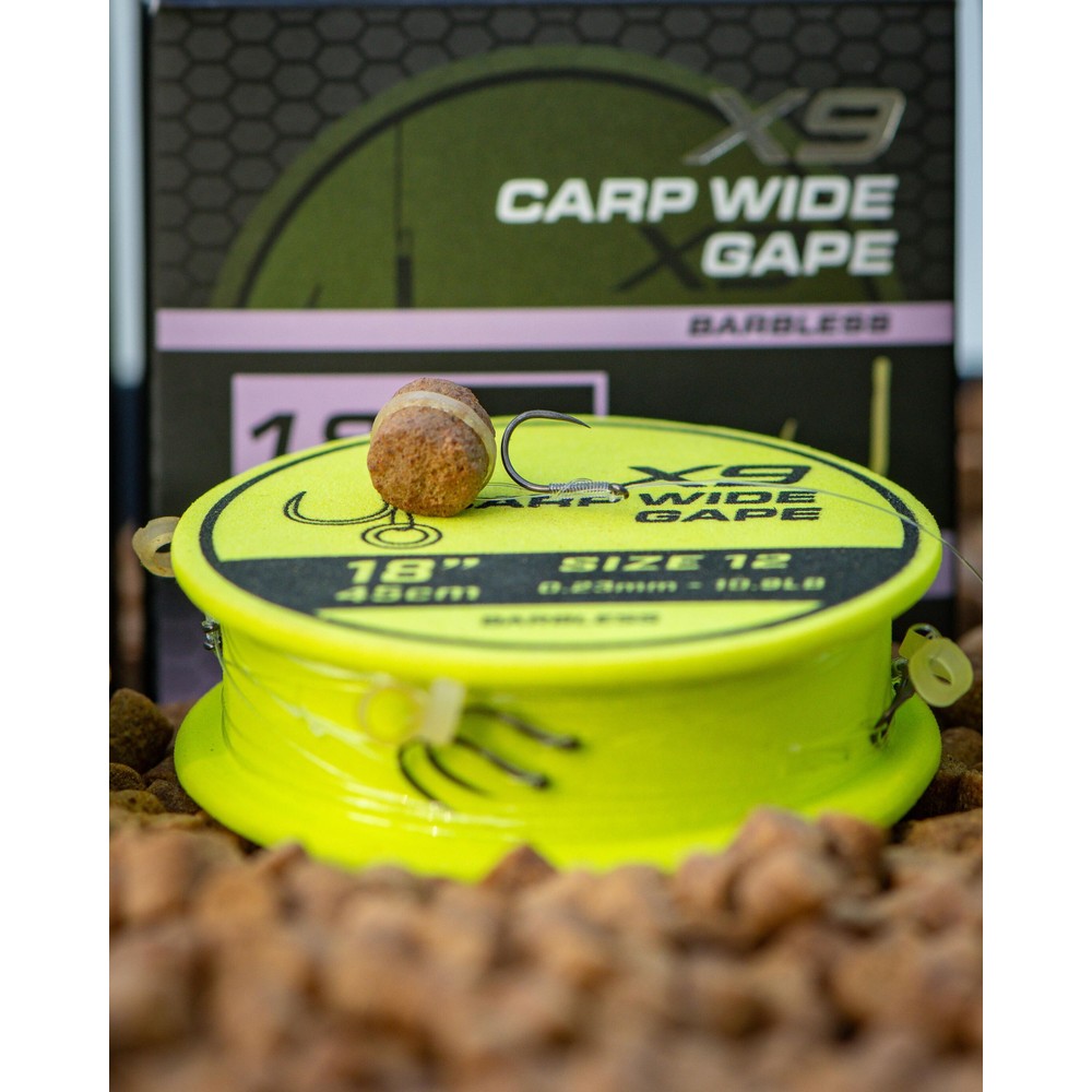 Matrix X9 Carp Wide Gape 45cm Band Rigs Transparent
