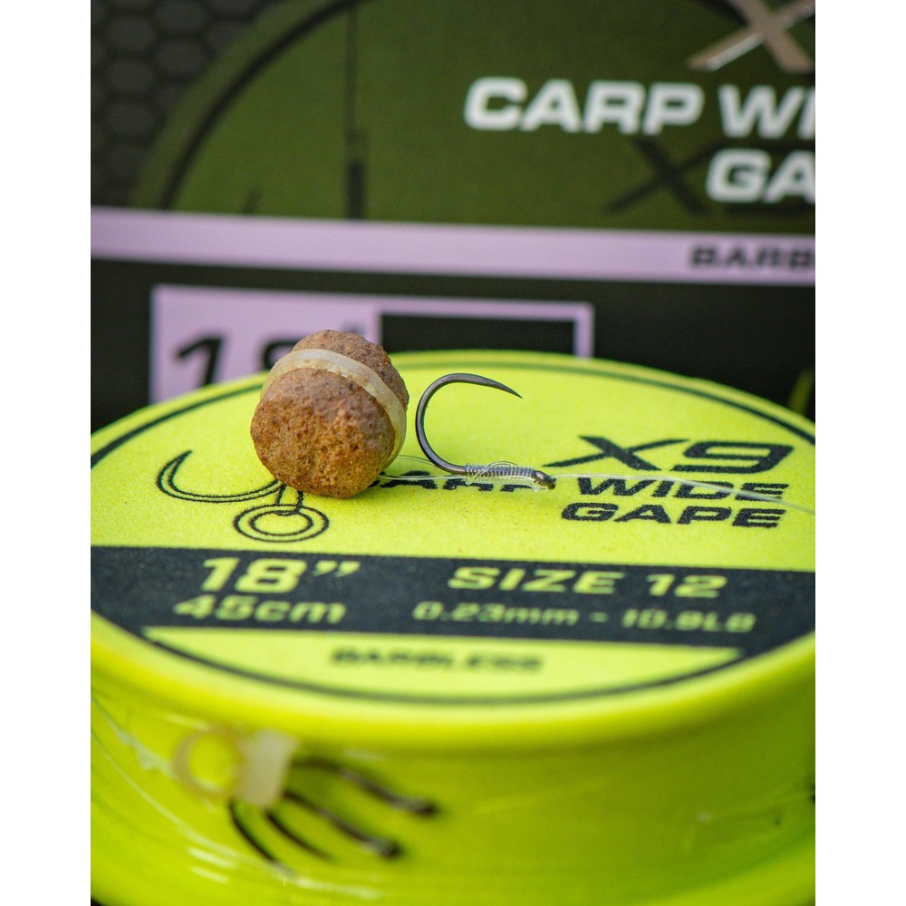 Matrix X9 Carp Wide Gape 45cm Band Rigs Transparent