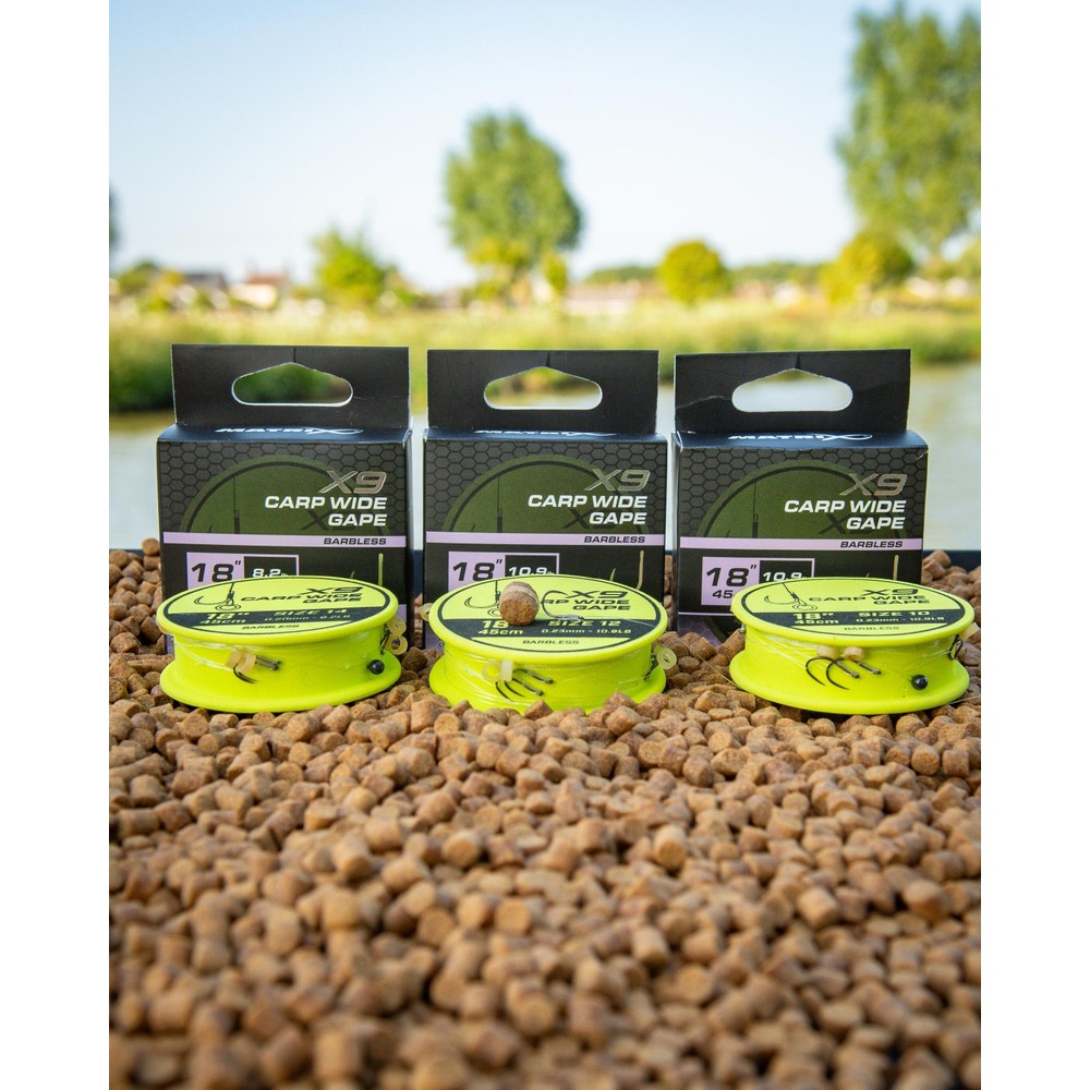 Matrix X9 Carp Wide Gape 45cm Band Rigs Transparent