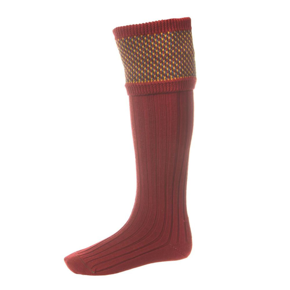 House of Cheviot Tayside Sock with Garters Brick Red